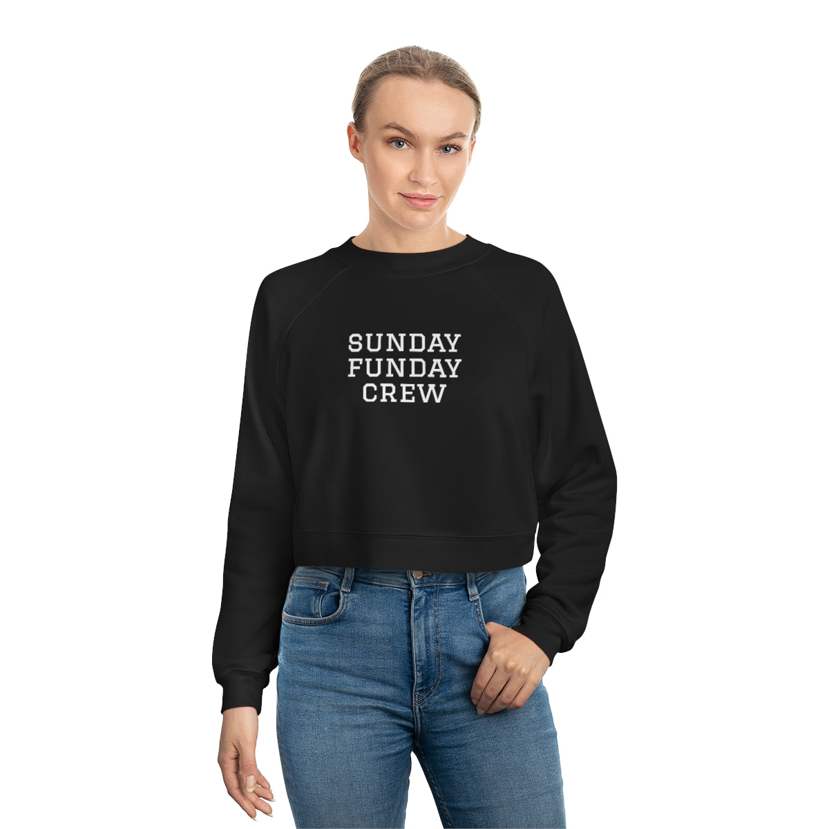 SUNDAY FUNDAY CREW Women's Cropped Fleece Pullover