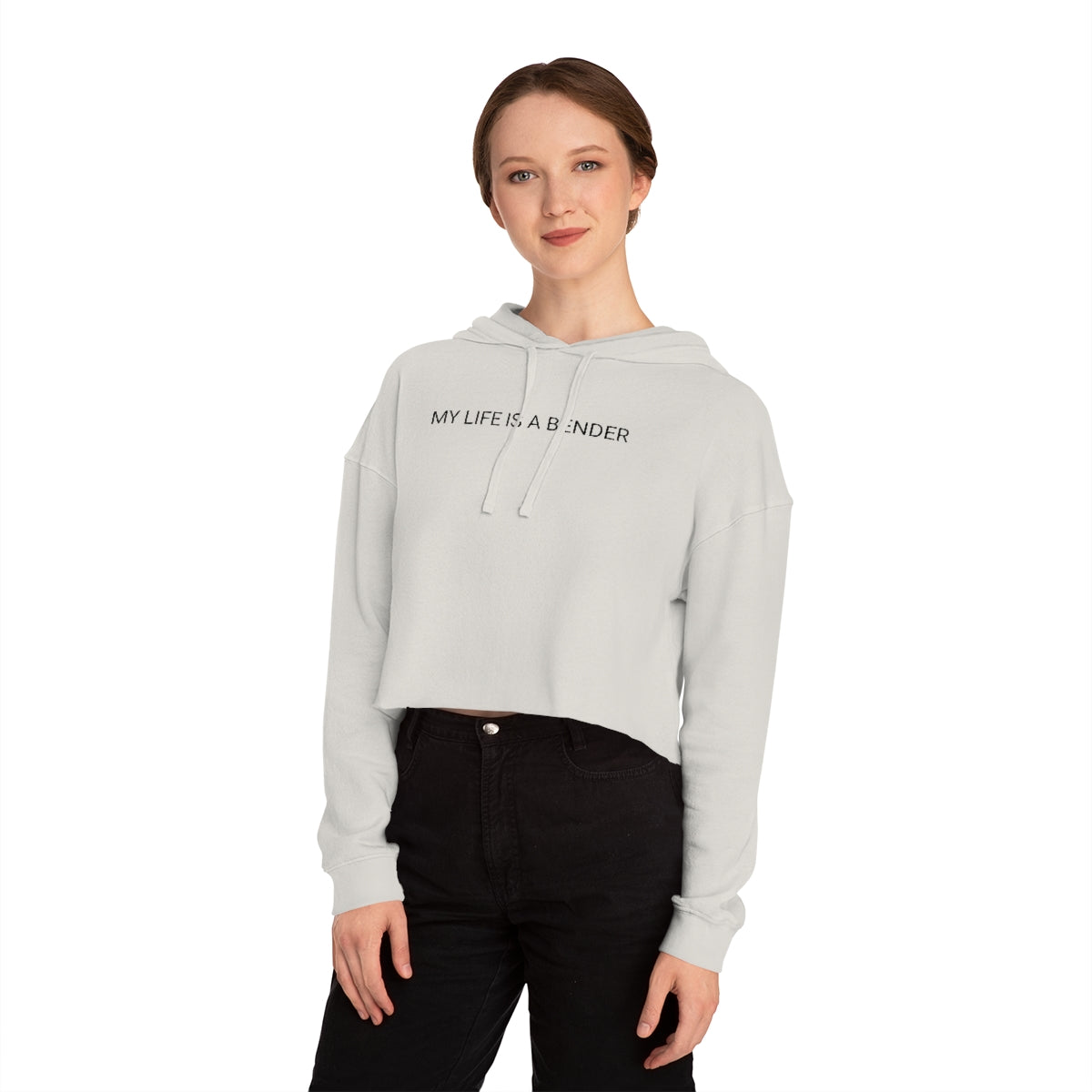 MY LIFE IS A BENDER Women’s Cropped Hooded Sweatshirt