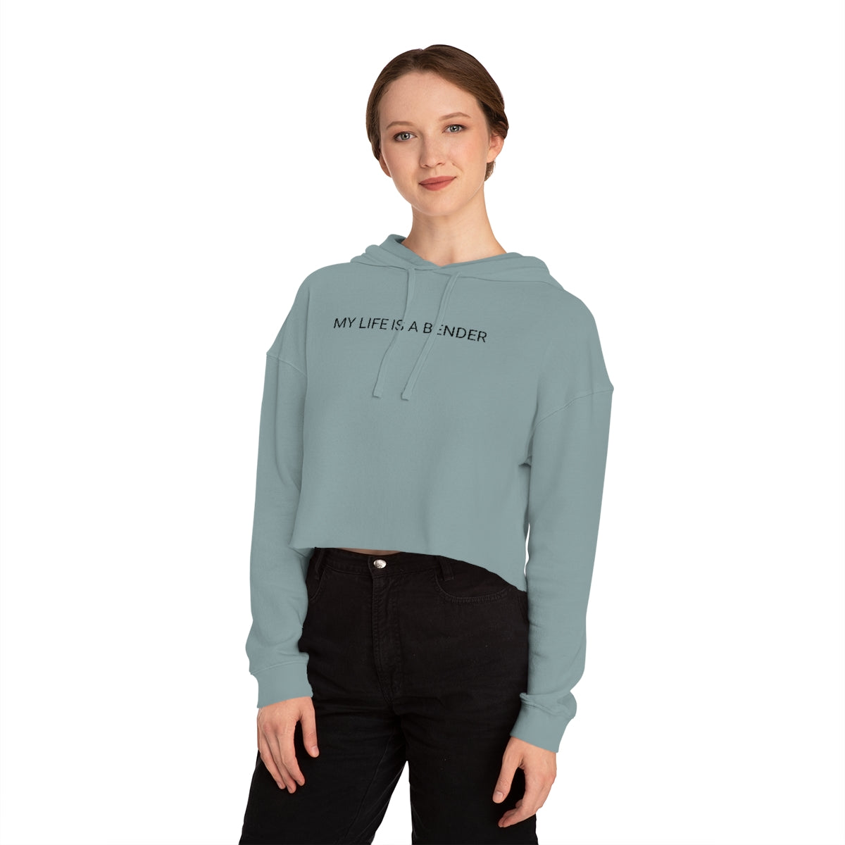 MY LIFE IS A BENDER Women’s Cropped Hooded Sweatshirt