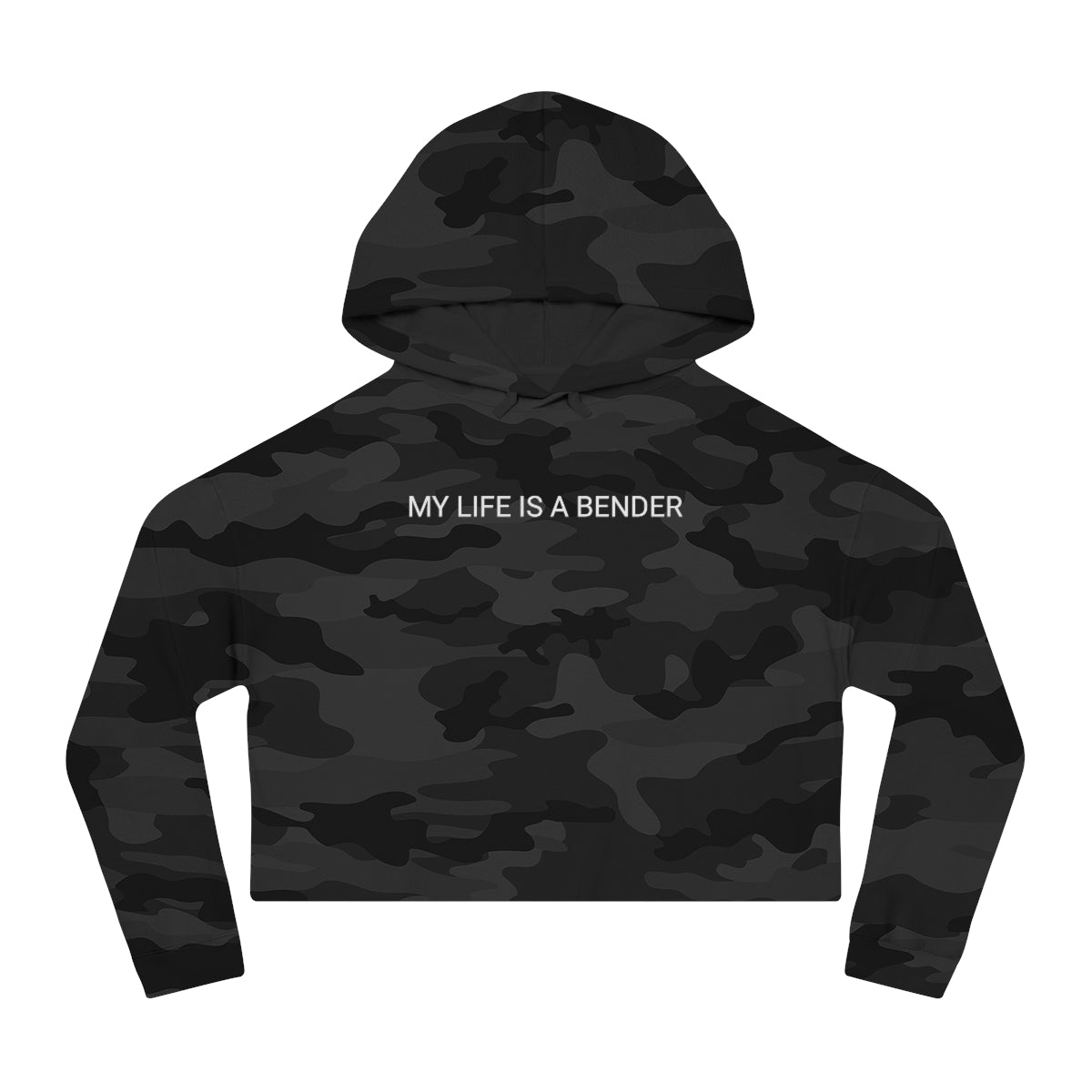 MY LIFE IS A BENDER Women’s Cropped Hooded Sweatshirt