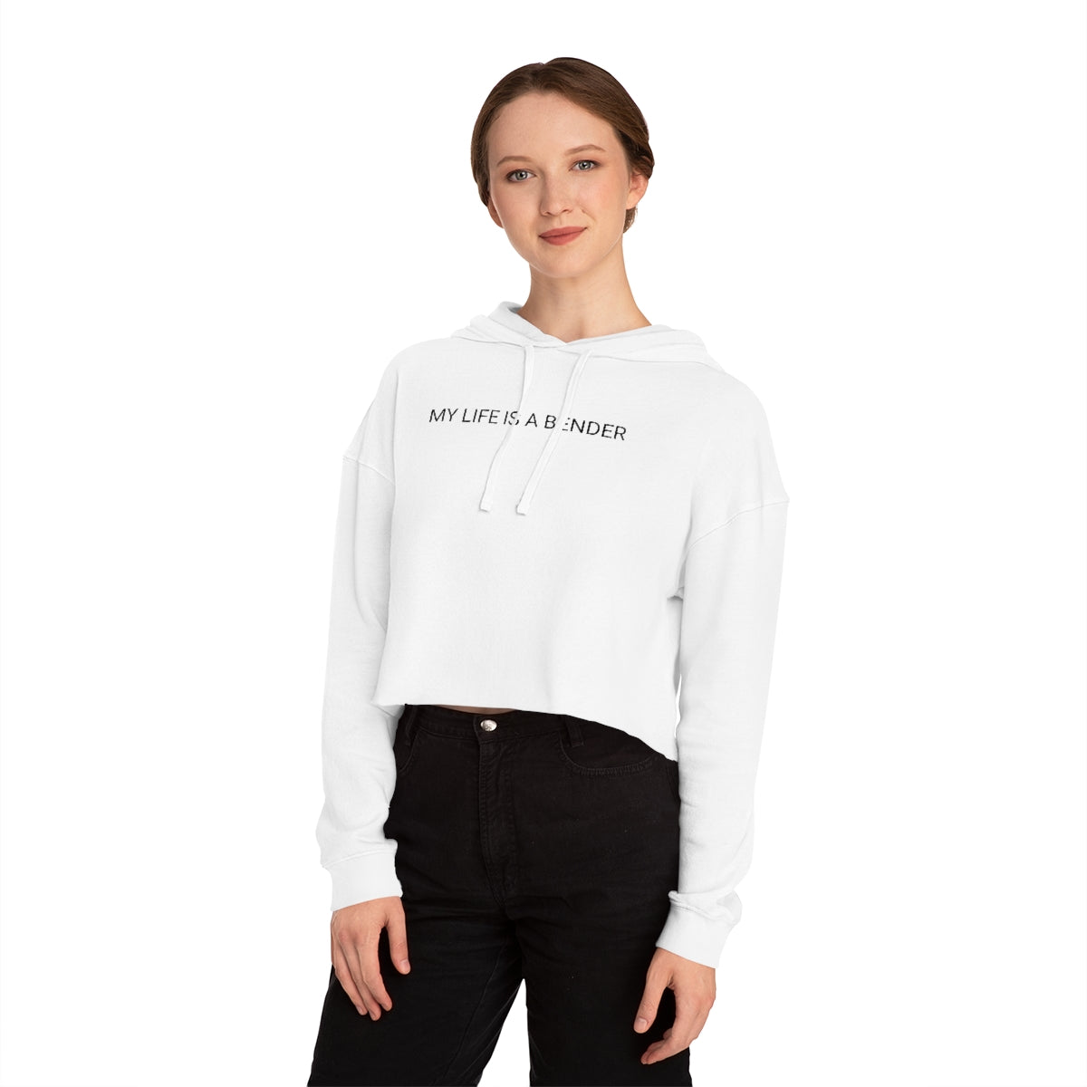 MY LIFE IS A BENDER Women’s Cropped Hooded Sweatshirt