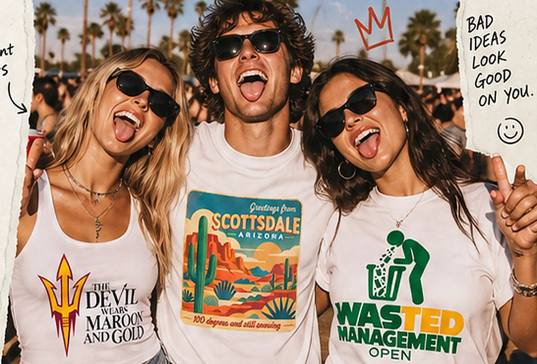 Concept campaign photo of friends wearing Therapy Threds designs