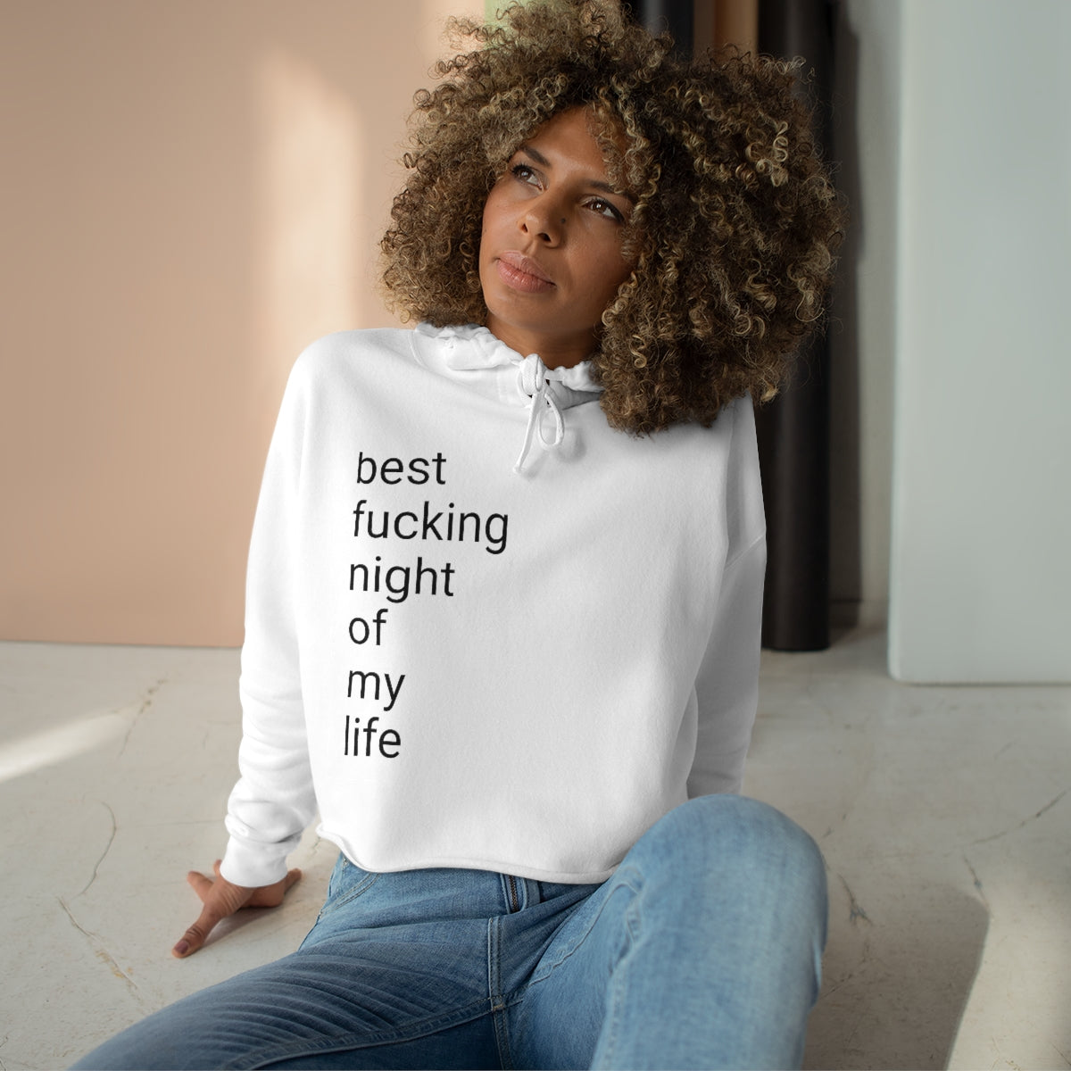 Best Fucking Night Womens Crop Hoodie